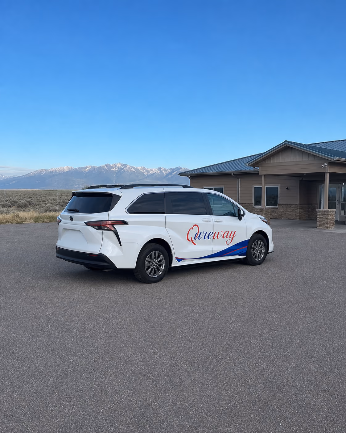 A Qureway wheelchair-accessible van traveling through southern Colorado