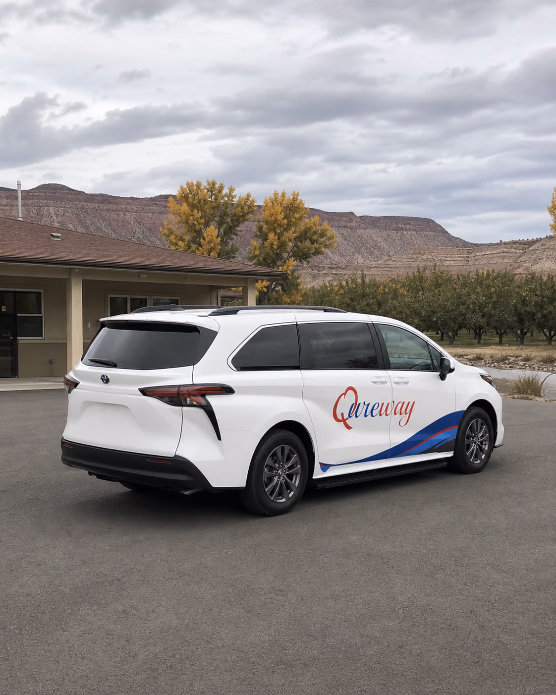 A Qureway wheelchair-accessible van traveling on Colorado's Western Slope